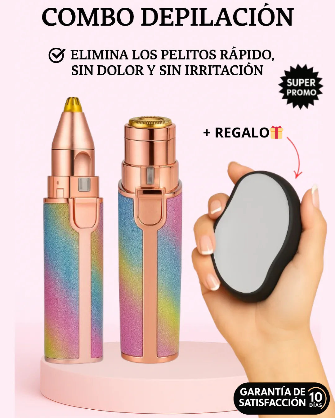 Depiladora Facial 2 en 1 + Depiladora de Cristal DE REGALO