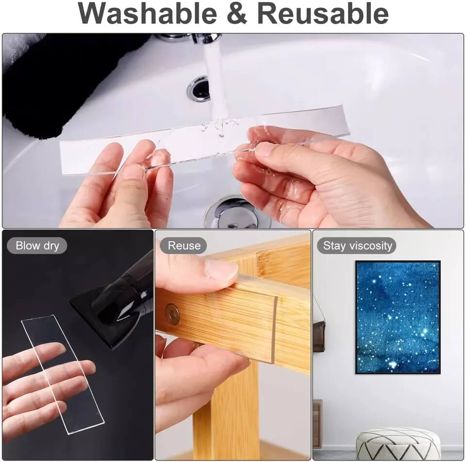 Cinta Mágica Transparente Nano - Reutilizable De Doble Cara  Pack 2und