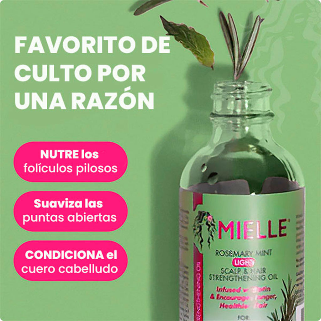 Mielle Organics - Aceite Fortalecedor Romero y Menta, 🐝Todo en Uno: Nutre, Fortalece y Estimula el Crecimiento con 30+ Aceites