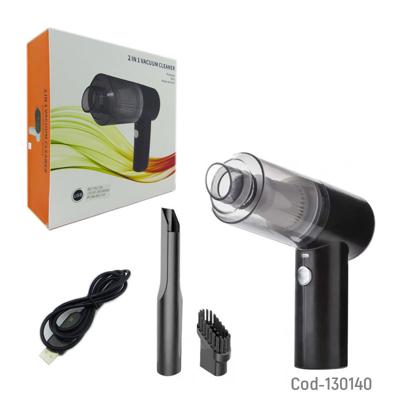 Aspiradora 2 en 1 Para Auto/Casa - Portátil Recargable USB con Accesorios