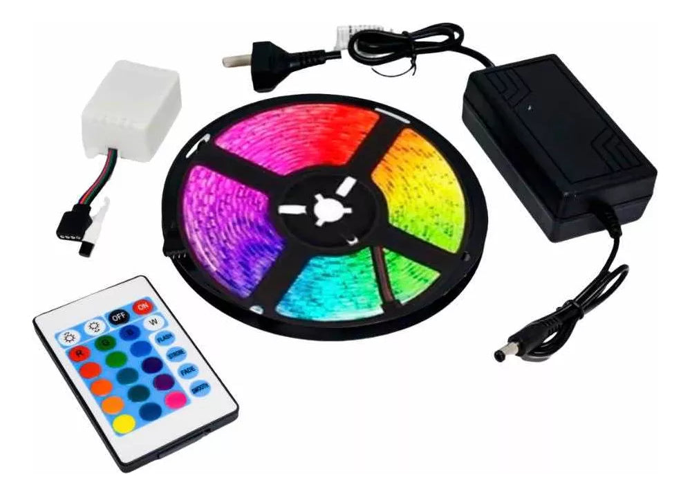 Kit Tira Led 2835 Rgb Fuente Controladora Y Control 5mts Ext Veoquiero