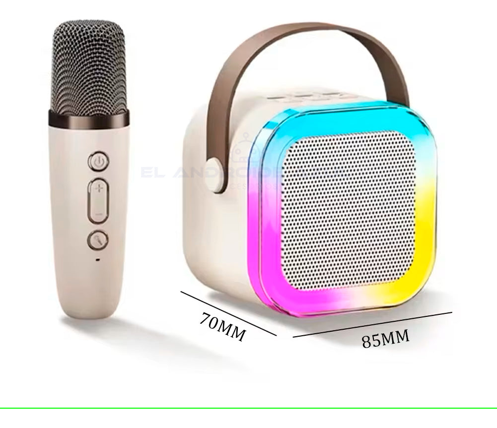 Parlante Portátil Bluetooth Karaoke Mini 2 Micrófonos Rgb