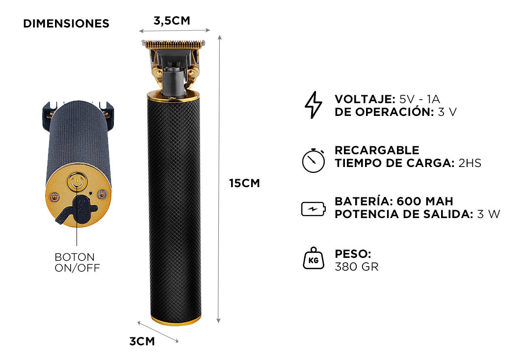 Cortadora De Pelo Gadnic t900 Patillera Recargable Inalámbrica 3 Peines Color Negro