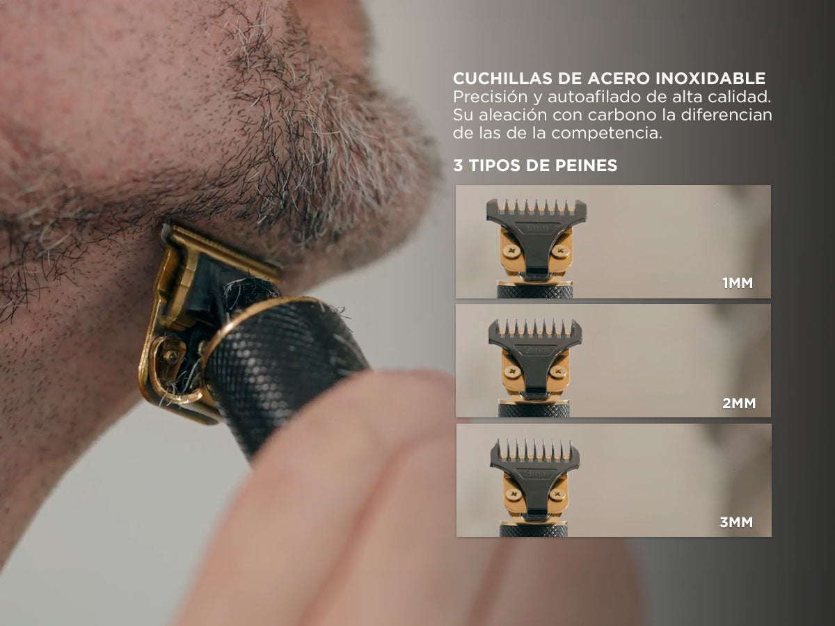 Cortadora De Pelo Gadnic t900 Patillera Recargable Inalámbrica 3 Peines Color Negro