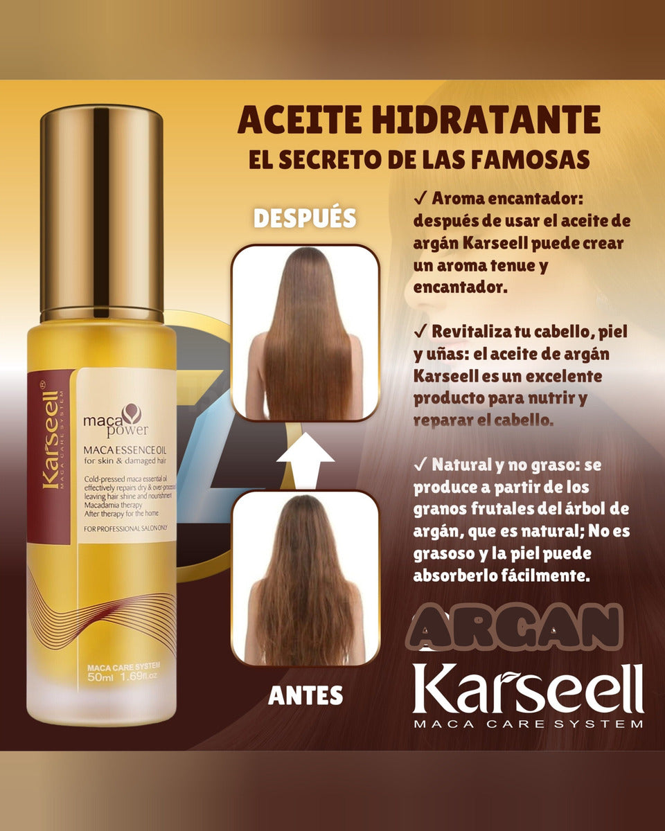 💫 Aceite Capilar Karssell - Esencia de Maca 50ml | Multifunción Premium