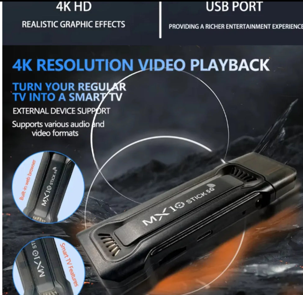 Tv Stick Android Mx10 Smart 4k Wifi Control Remoto Streaming