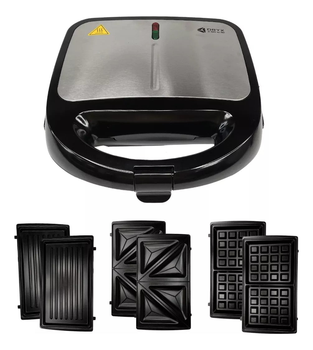 Sandwichera Waflera Tostadora 3 En 1 Placas Intercambiables