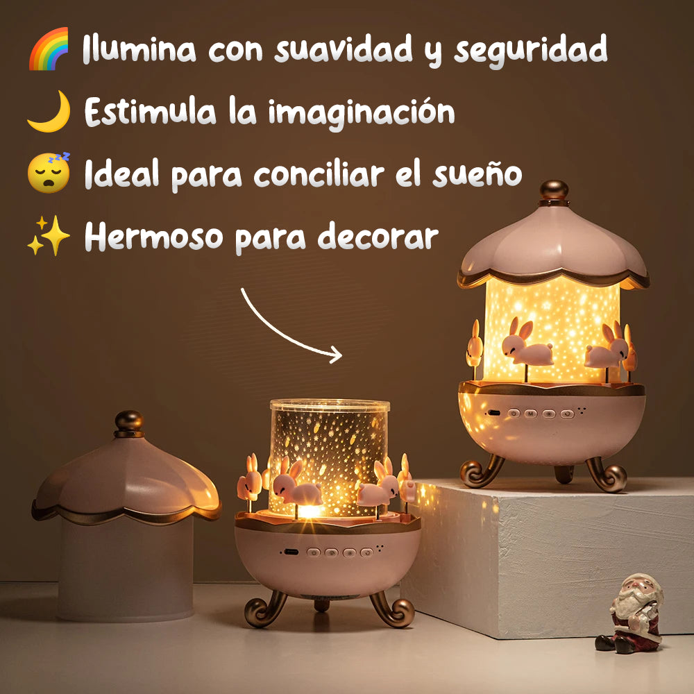Lampara Proyector Infantil Giratorio Música Bluetooth Bunny