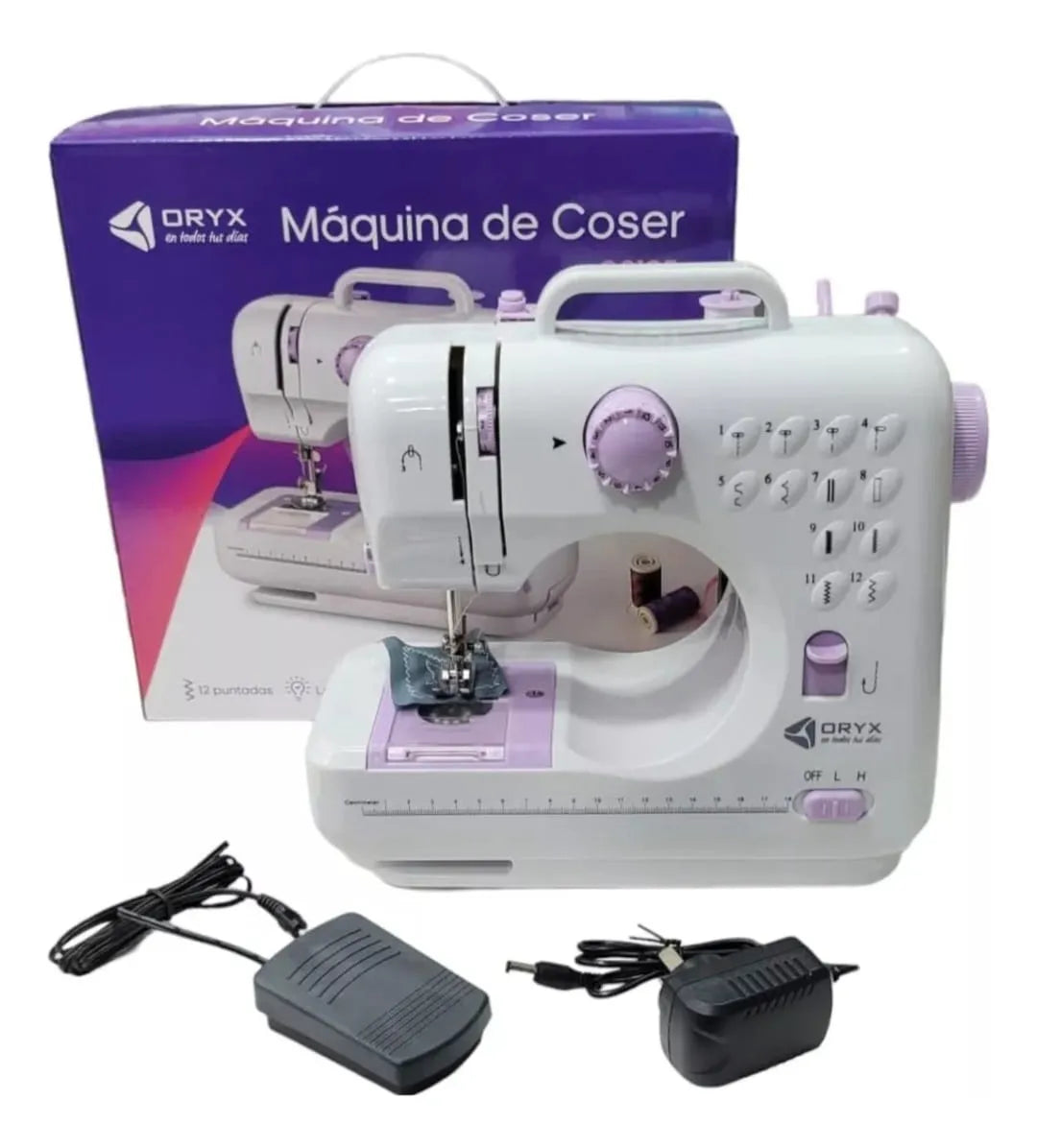 🧵 Máquina de Coser 12 Puntadas Oryx Lezenza - Color Lila