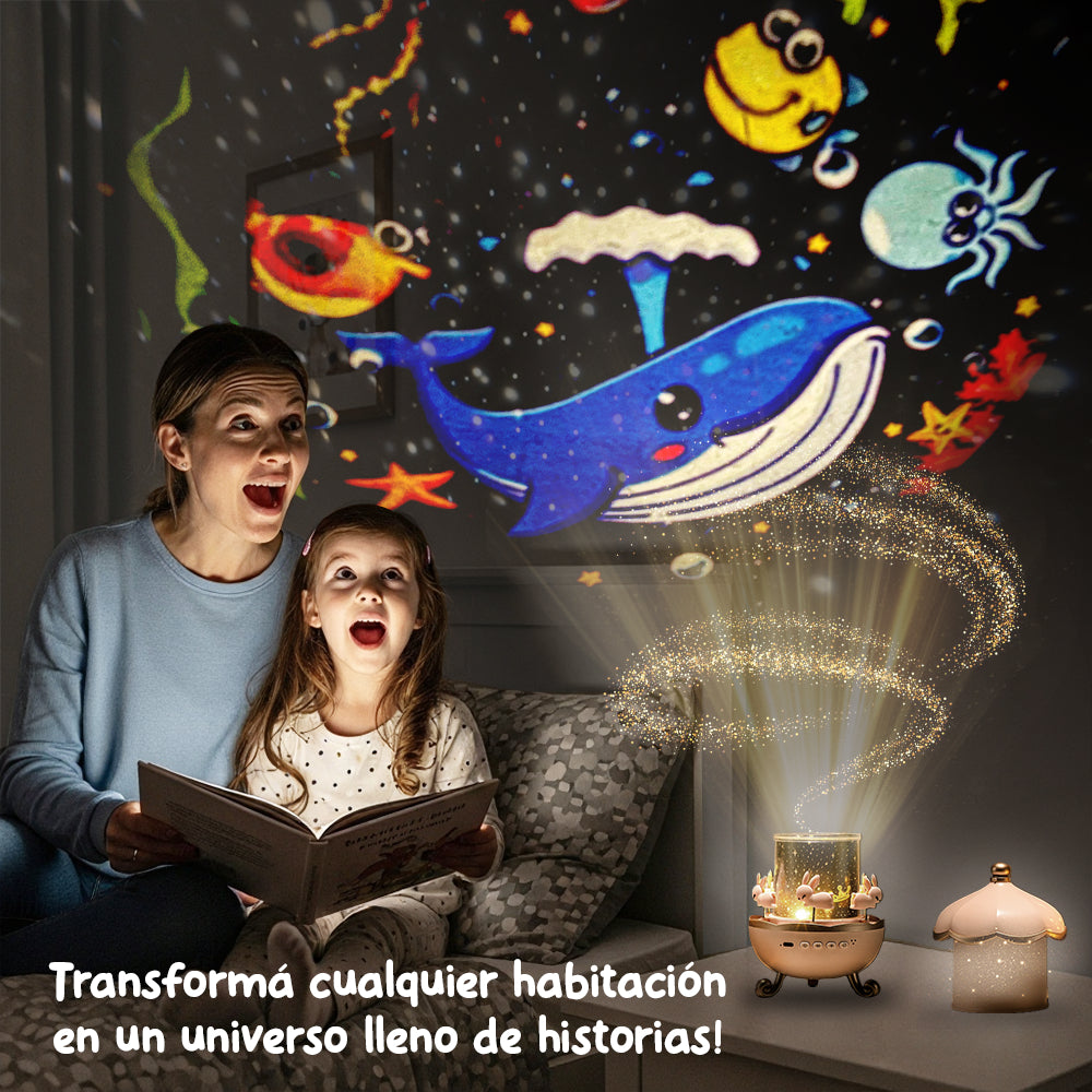 Lampara Proyector Infantil Giratorio Música Bluetooth Bunny