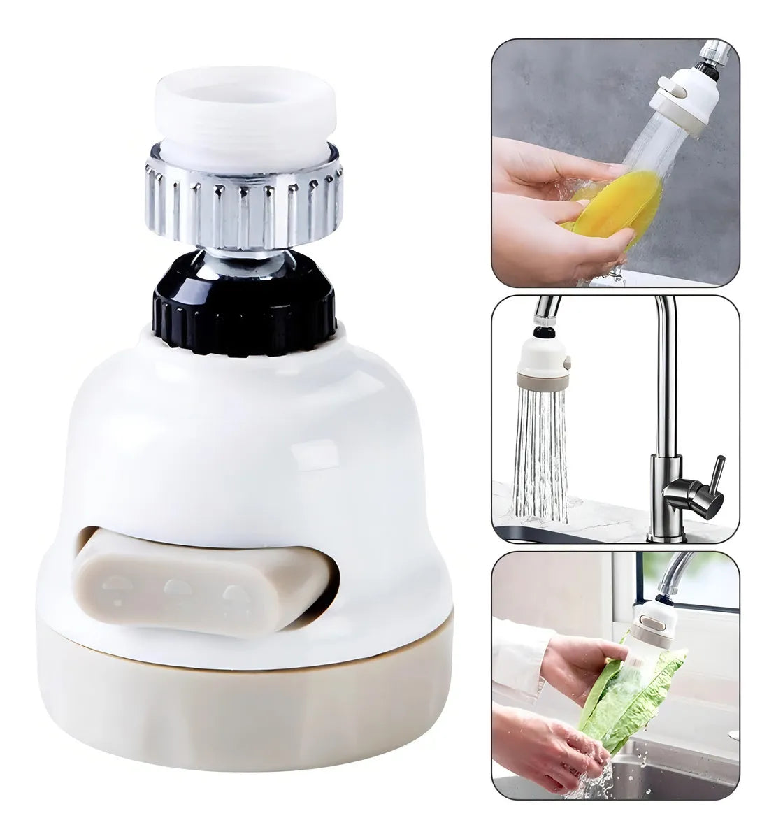 Adaptador De Grifo Con Boquilla Giratoria 360° Para Cocina - Blanco Brillante