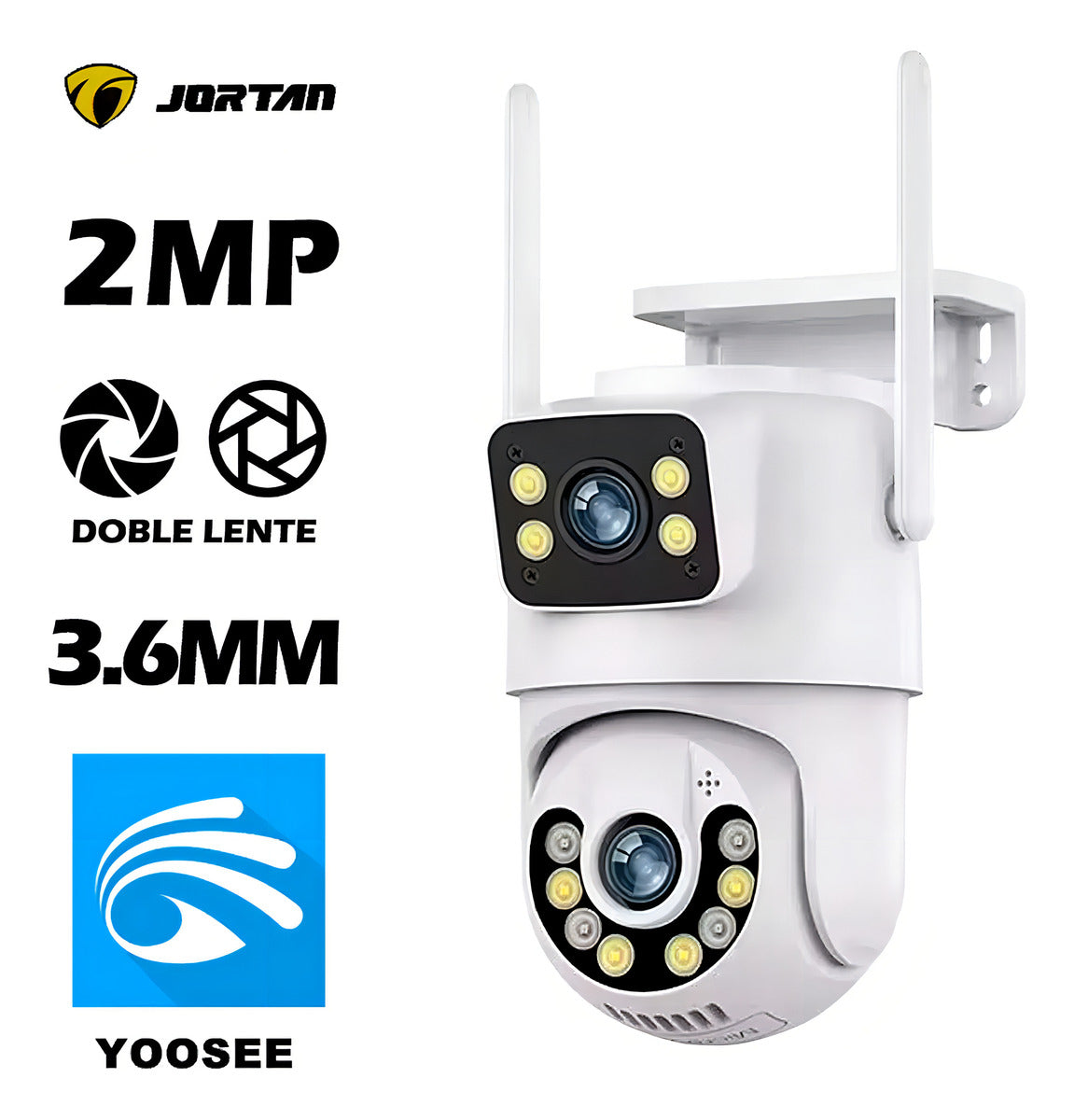 Cámara de Seguridad Domo Doble Lente Jortan JTZ-9697QJ Color Blanco