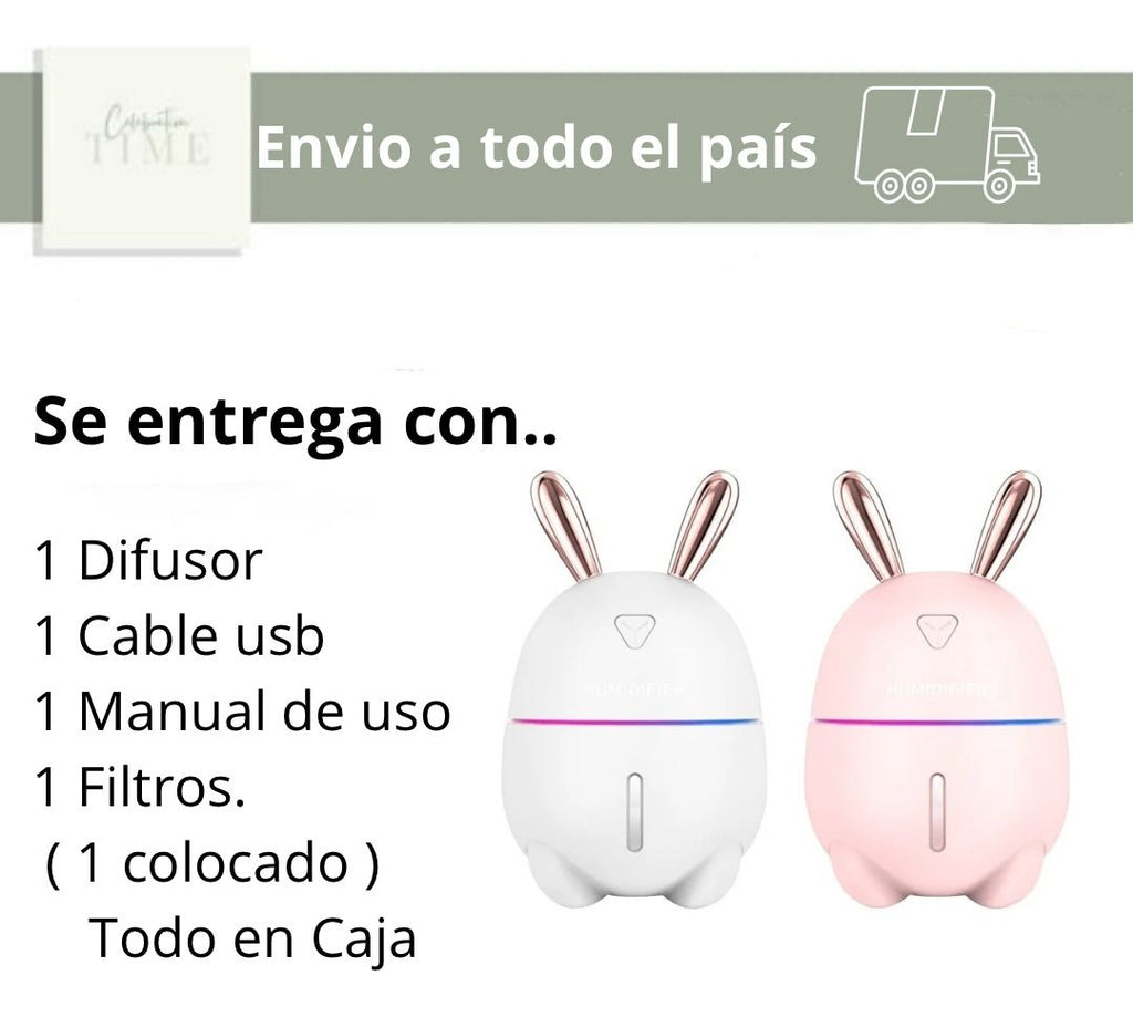Humidificador Difusor Ultrasónico Led Conejo