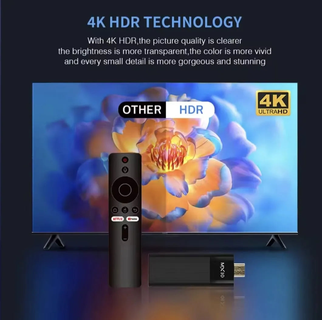 Tv Stick Android Mx10 Smart 4k Wifi Control Remoto Streaming