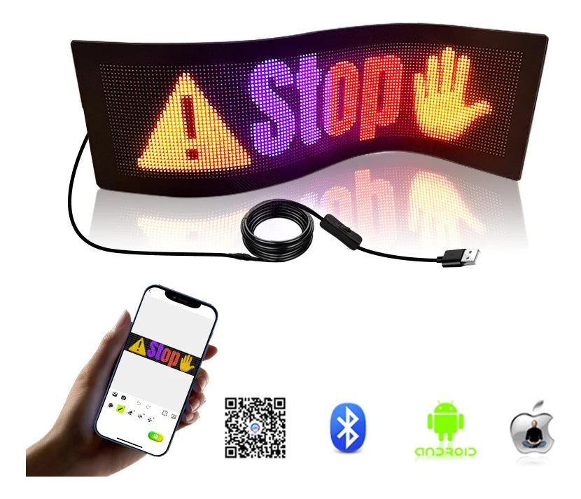 Cartel Led Flexible Programable 17x7cm Letrero Auto App Cont