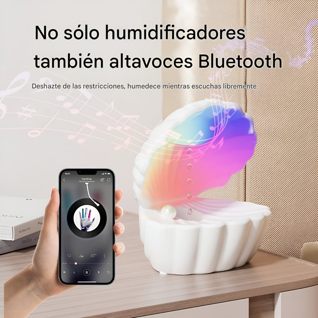 Humificador Difusor Aromatizador Ostra Mar +parlante Luz Rgb