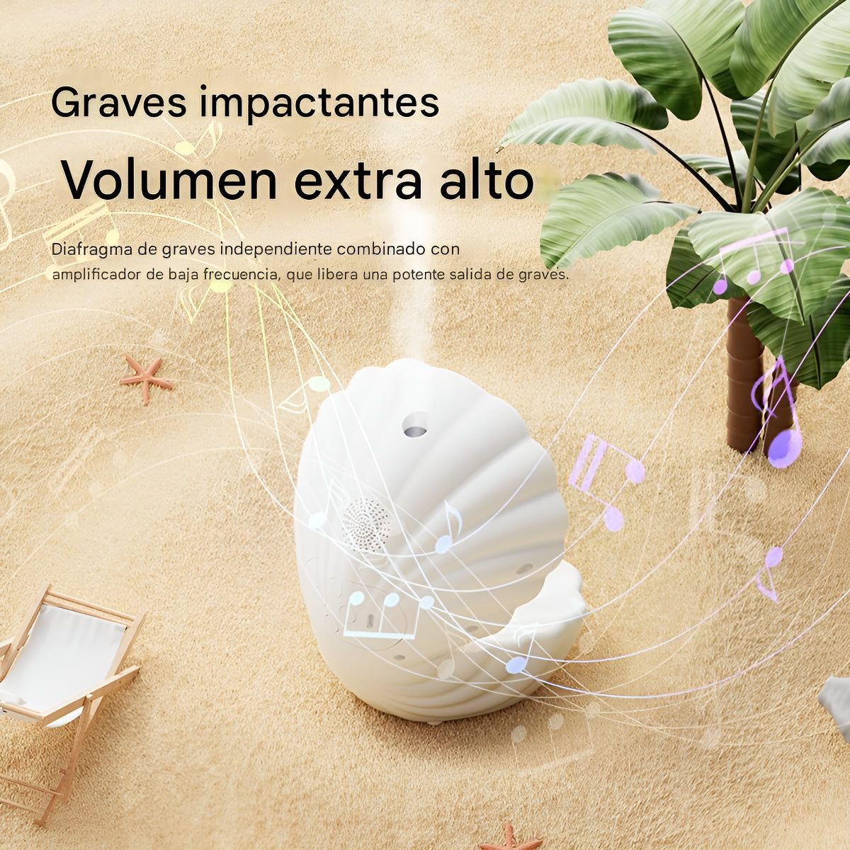 Humificador Difusor Aromatizador Ostra Mar +parlante Luz Rgb