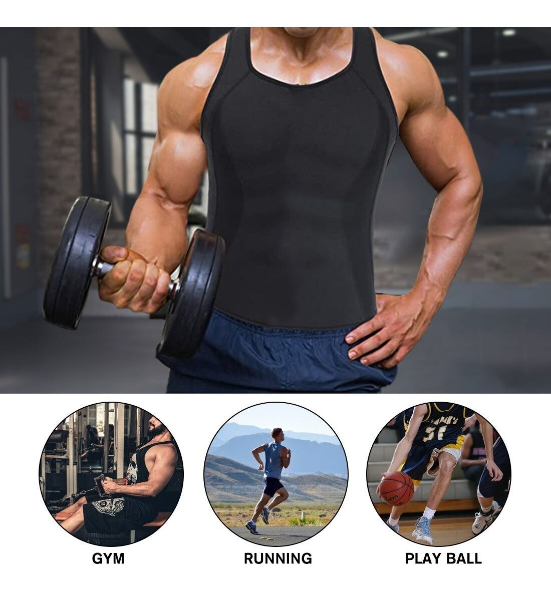 Camiseta Deportiva Reductora Modeladora Cintura Avispa Hombr