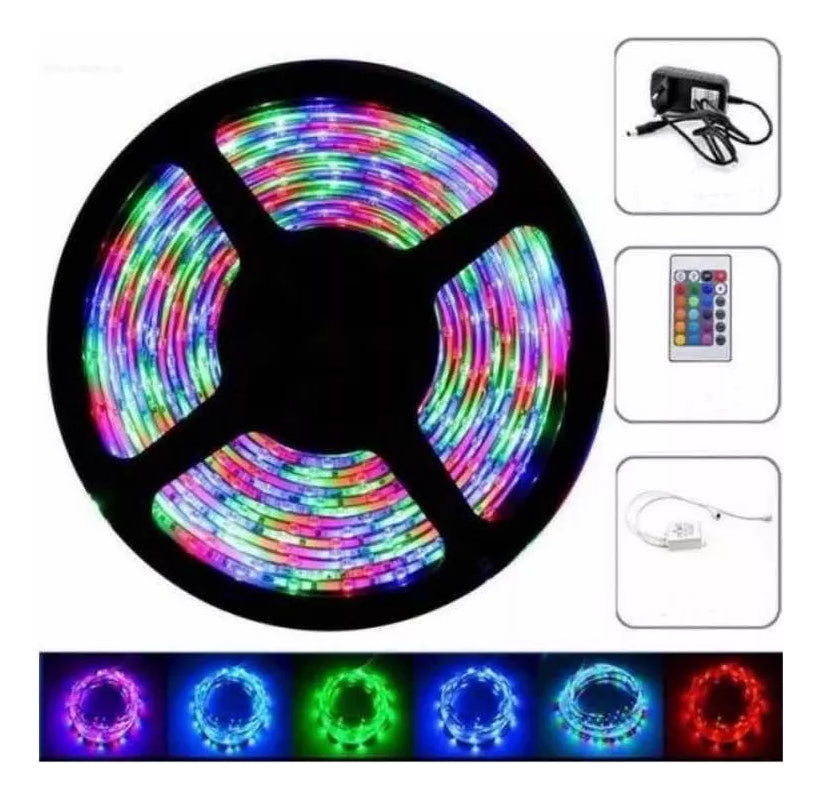 Kit Tira Led 2835 Rgb Fuente Controladora Y Control 5mts Ext Veoquiero