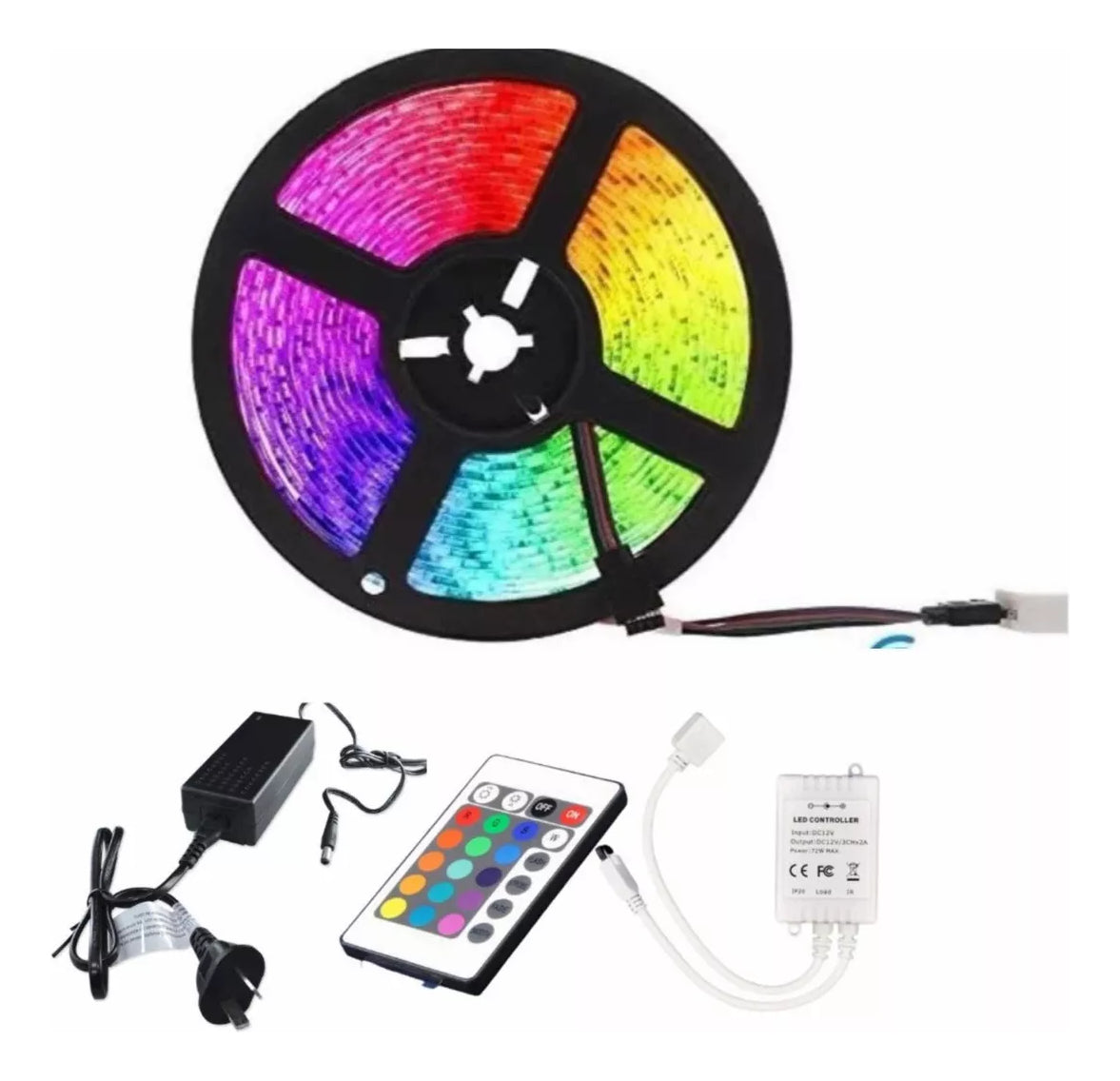 Kit Tira Led 2835 Rgb Fuente Controladora Y Control 5mts Ext Veoquiero