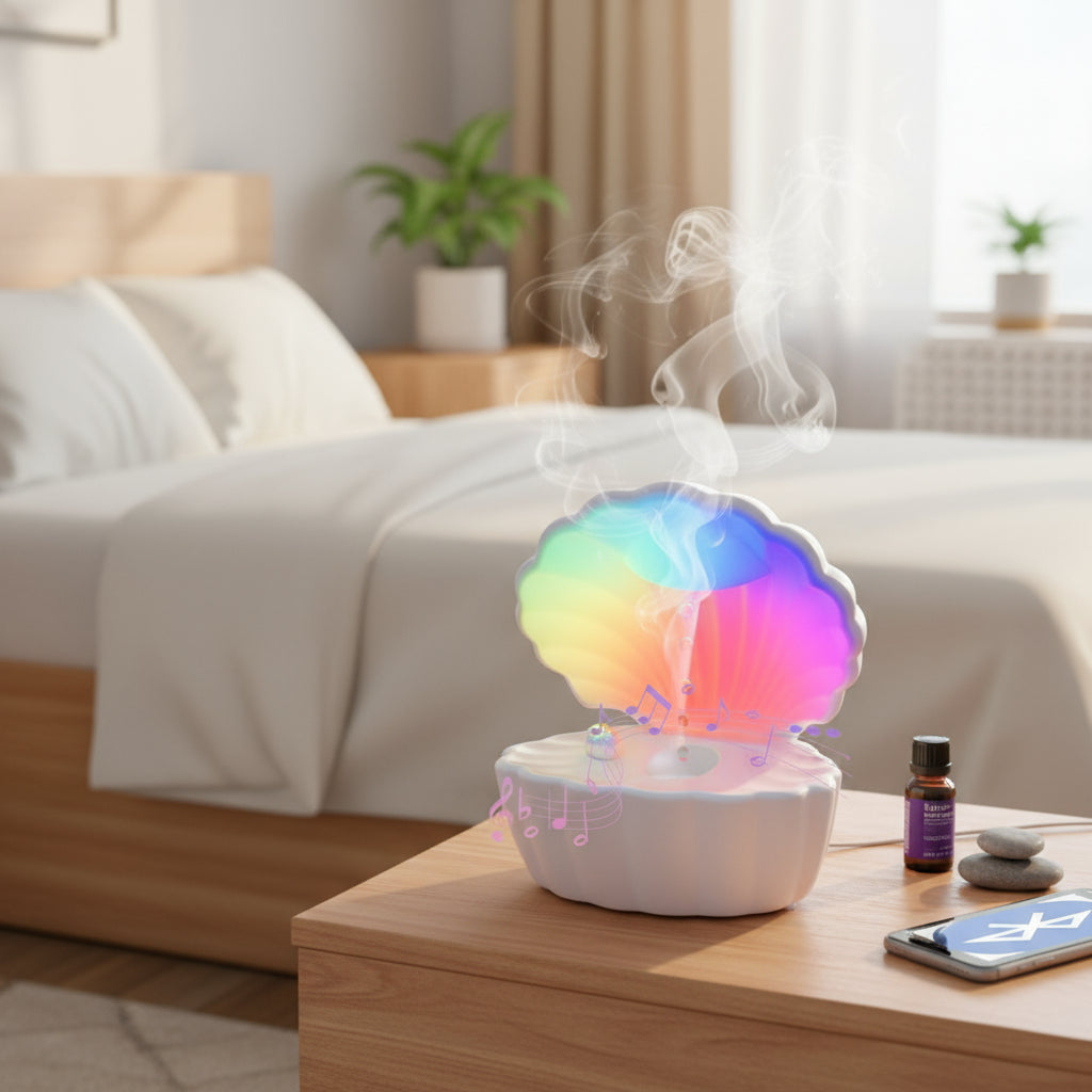 Humificador Difusor Aromatizador Ostra Mar +parlante Luz Rgb
