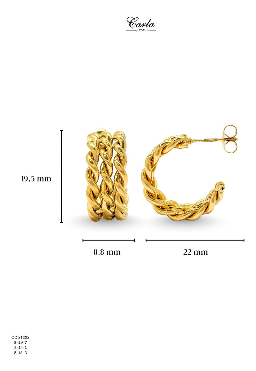 ✨ Zarcillos Estilo Trenzado Dorado de Acero Inoxidable