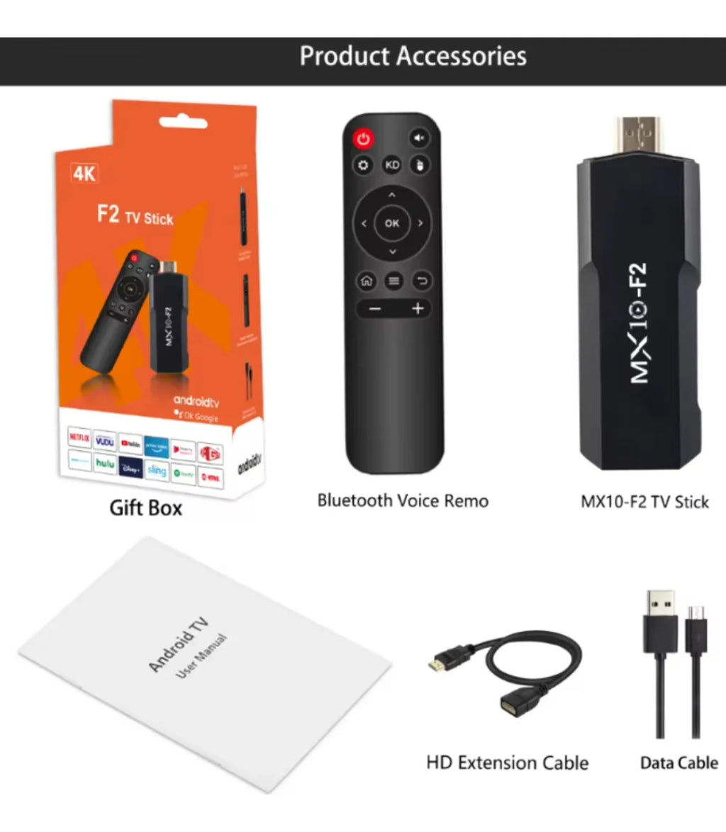 Tv Stick Android Mx10 Smart 4k Wifi Control Remoto Streaming