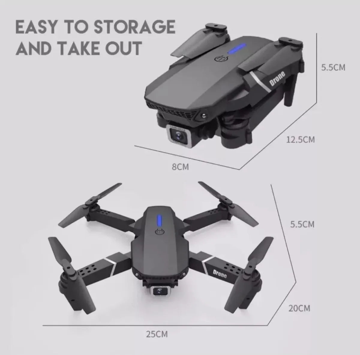 Mini Drone E88 Plegable Recargable Camara 4k 2.4ghz Gps Wifi