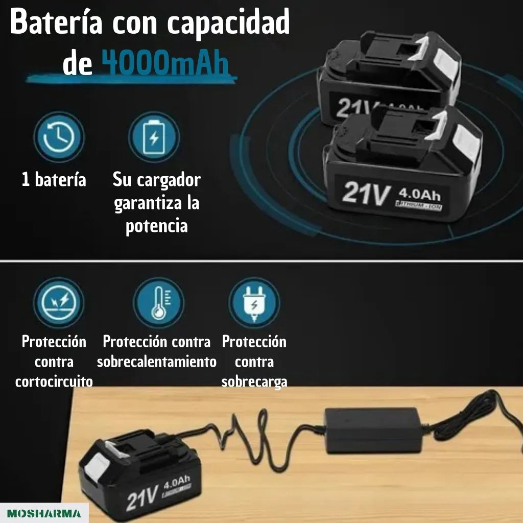 Combo Atornillador Percutor + Amoladora 21V Inalámbrico