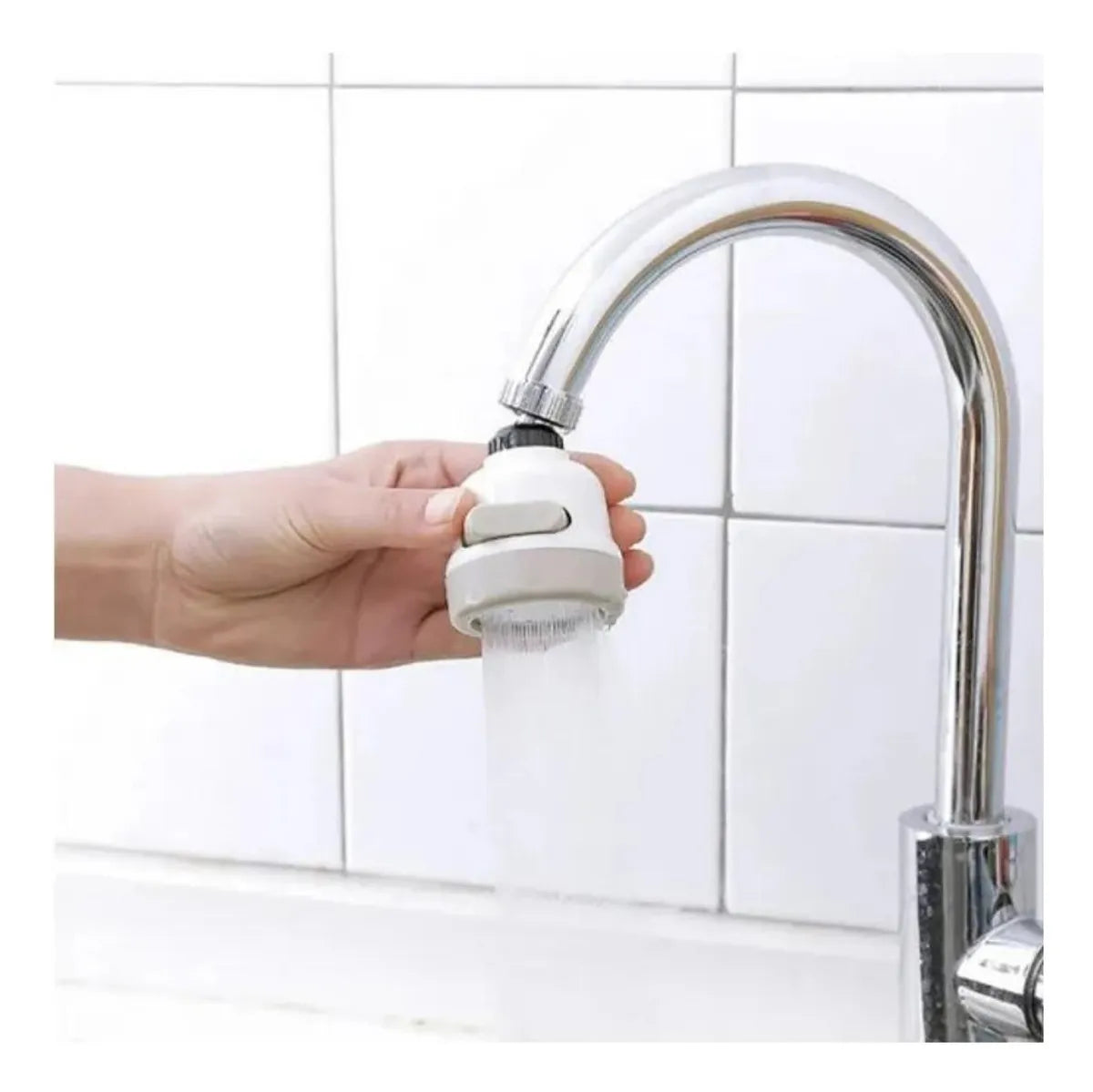 Adaptador De Grifo Con Boquilla Giratoria 360° Para Cocina - Blanco Brillante