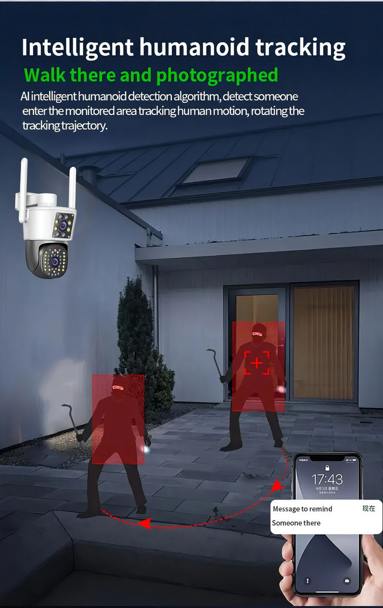 🌧️ Cámara Seguridad IP66 Doble Lente Lezenza - Visión Dual