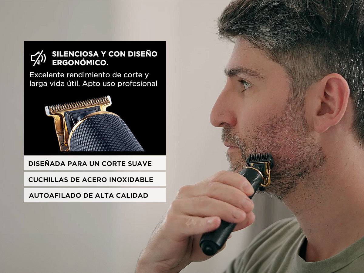 Cortadora De Pelo Gadnic t900 Patillera Recargable Inalámbrica 3 Peines Color Negro