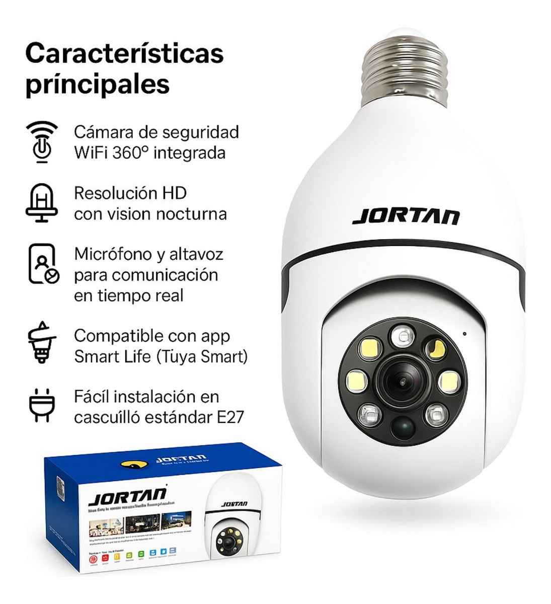 Cámara De Seguridad Tipo Ampolleta Panorámica Wifi 360