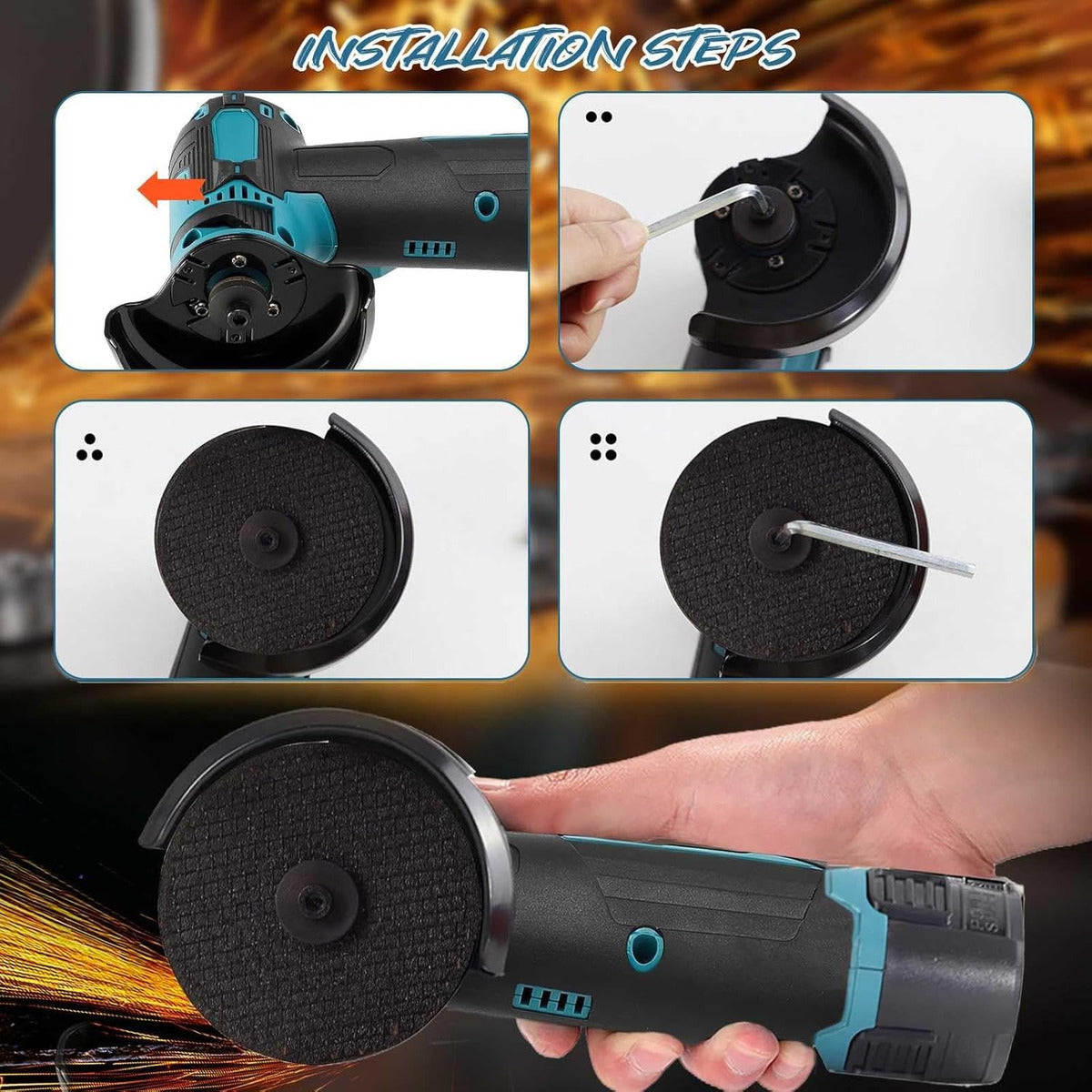 Mini Amoladora Inalámbrica 71mm 2 Baterias +maletin +2discos Color Negro
