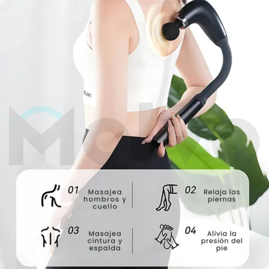 Masajeador Eléctrico Con Extensión De Mango Con 4 Cabezales