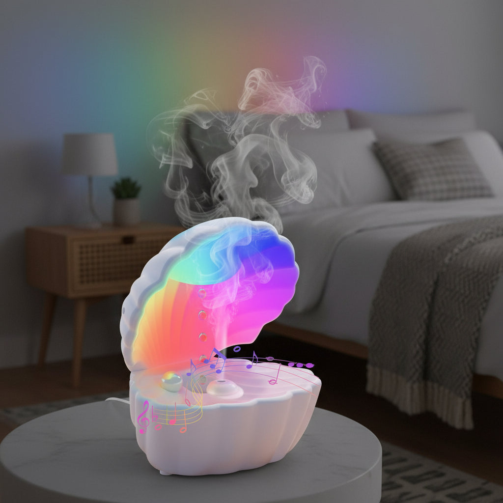 Humificador Difusor Aromatizador Ostra Mar +parlante Luz Rgb