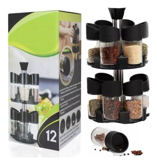 Especiero Giratorio Base En 360 Grados Con 12 Frascos