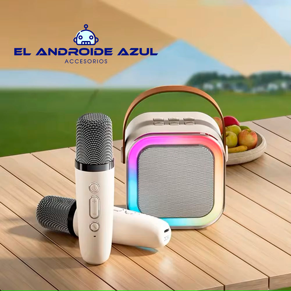 Parlante Portátil Bluetooth Karaoke Mini 2 Micrófonos Rgb