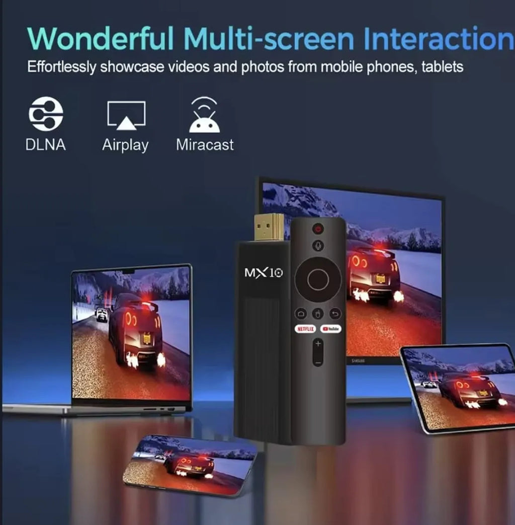 Tv Stick Android Mx10 Smart 4k Wifi Control Remoto Streaming