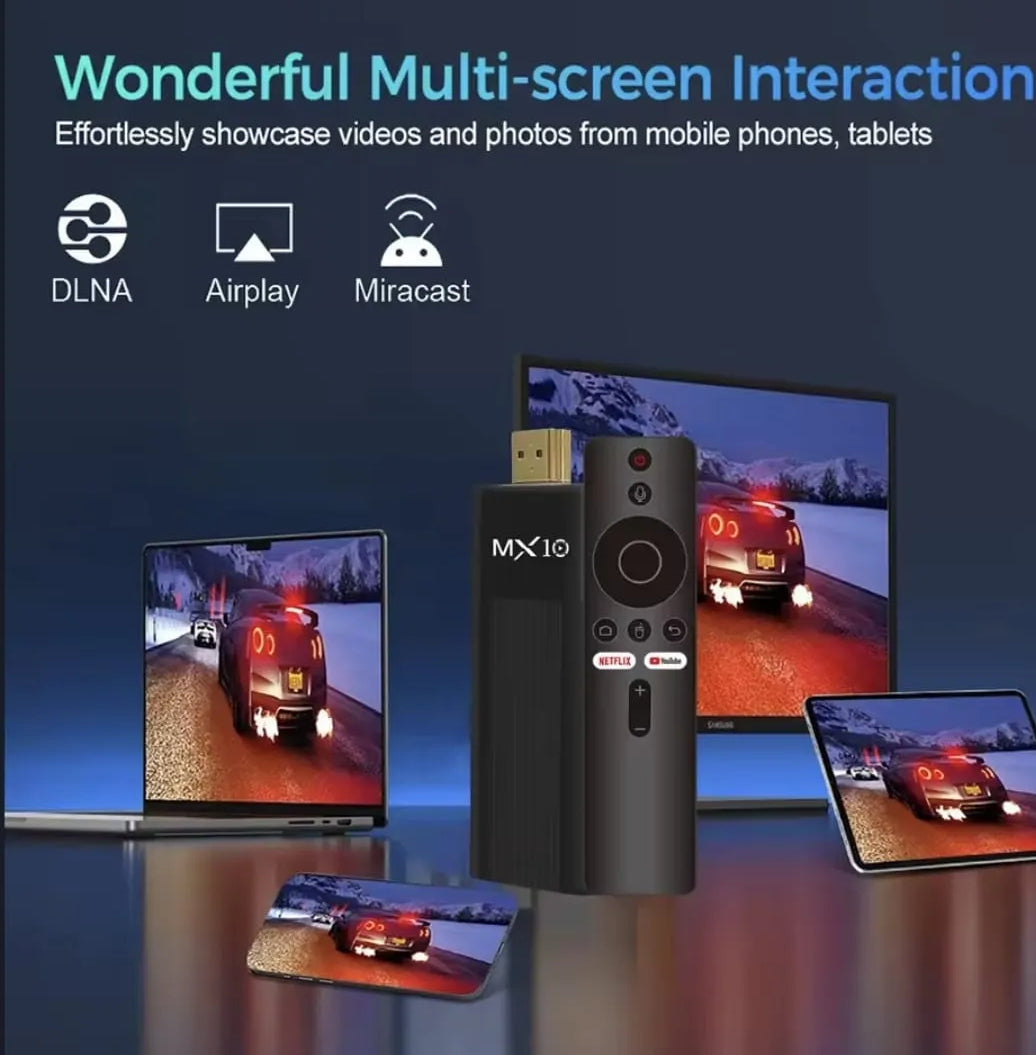Tv Stick Android Mx10 Smart 4k Wifi Control Remoto Streaming
