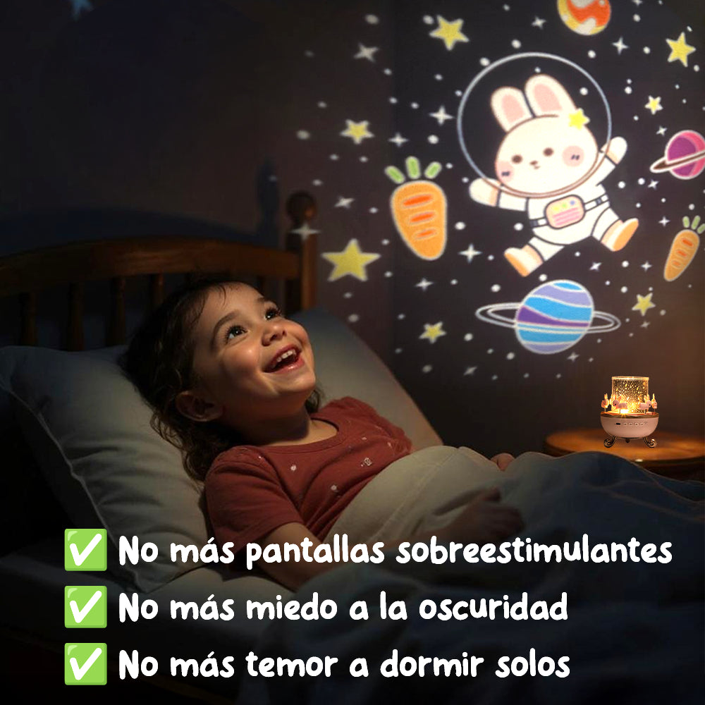 Lampara Proyector Infantil Giratorio Música Bluetooth Bunny