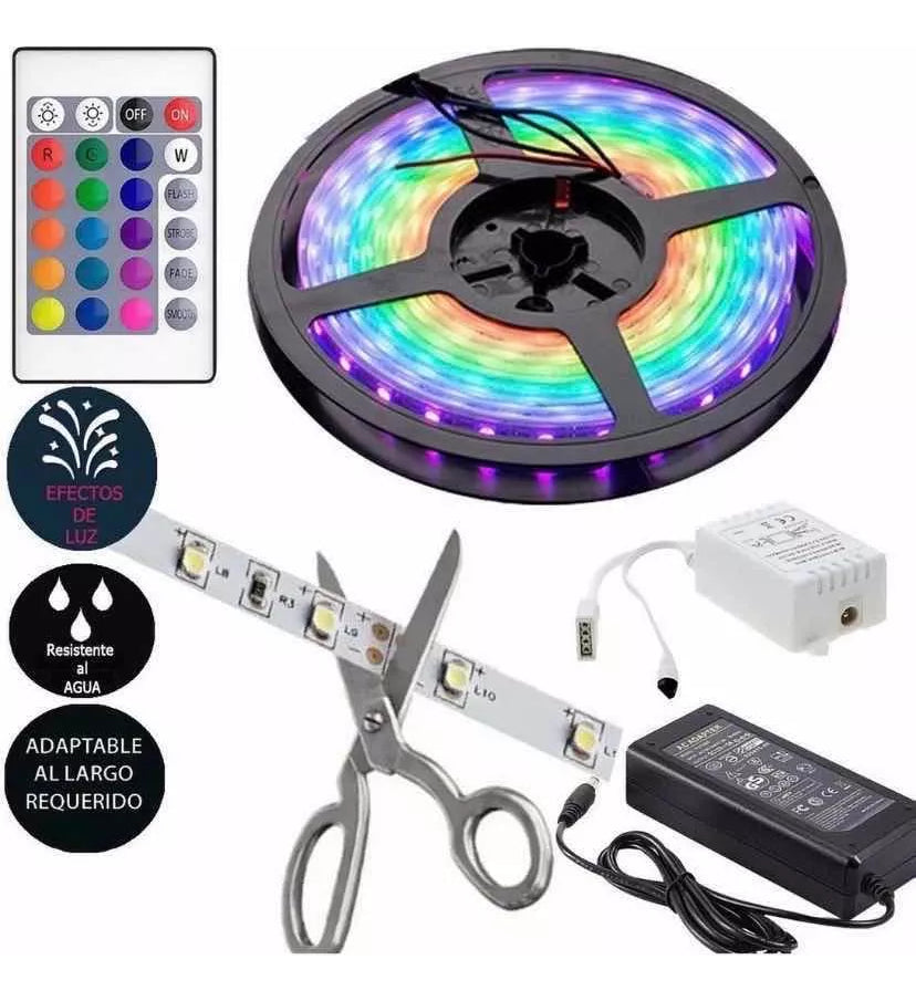 Kit Tira Led 2835 Rgb Fuente Controladora Y Control 5mts Ext Veoquiero