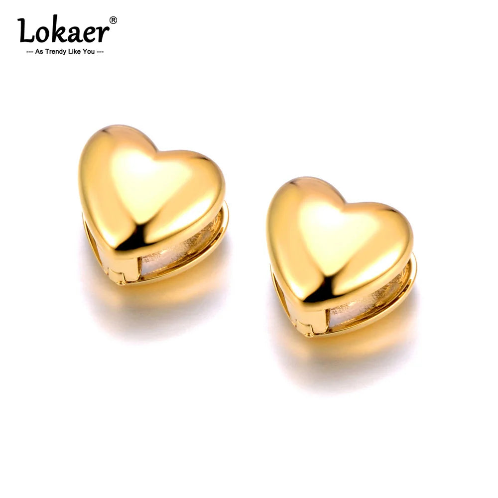 ✨ Aros de Acero Inoxidable Lokaer 18K – Diseño Corazón Hueco