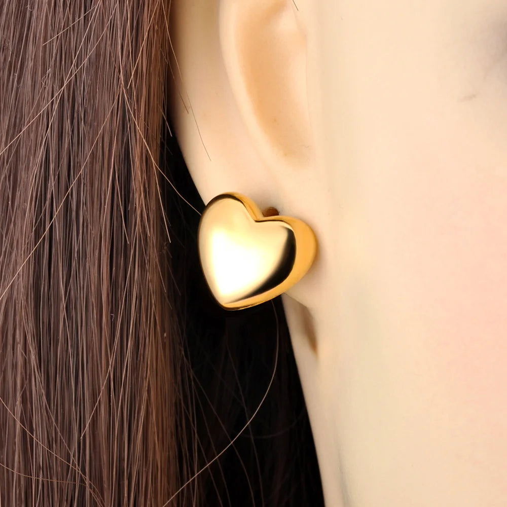 ✨ Aros de Acero Inoxidable Lokaer 18K – Diseño Corazón Hueco